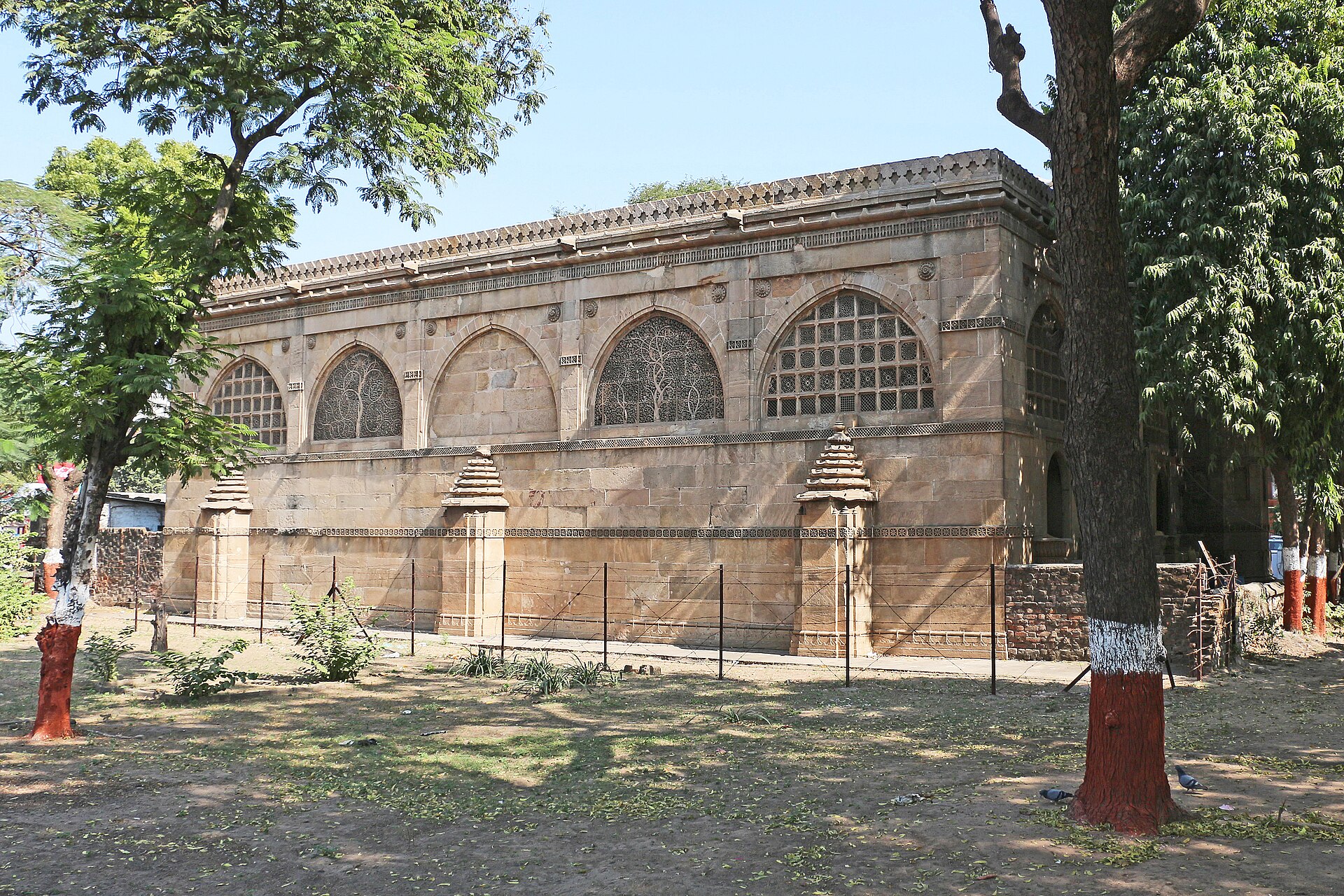 Exterior arches of Sidi Saiyyed Mosque in Ahmedabad